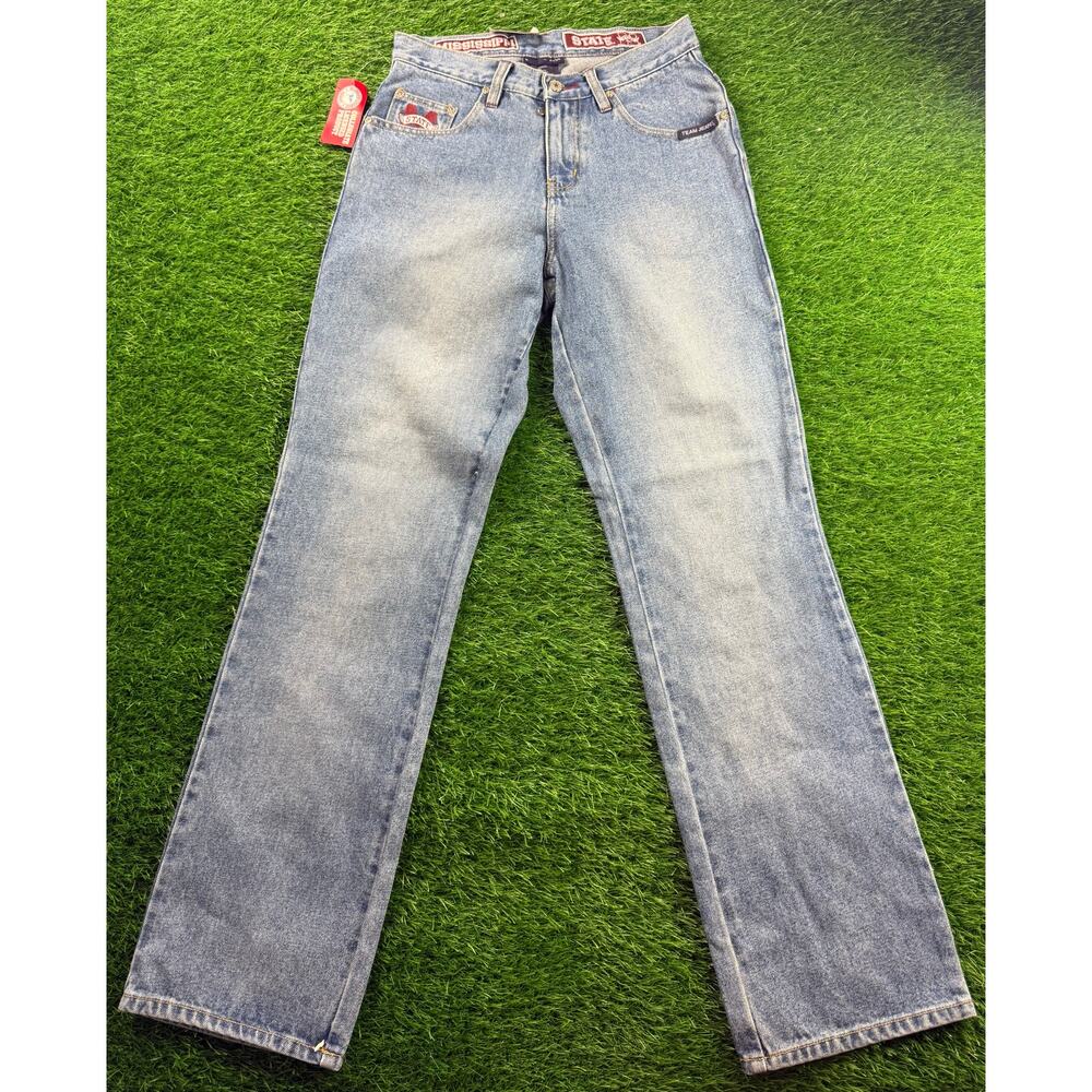 Team Jeans Mississippi State Womens Size 4 Straight Leg Blue Fan Denim Jeans NWT